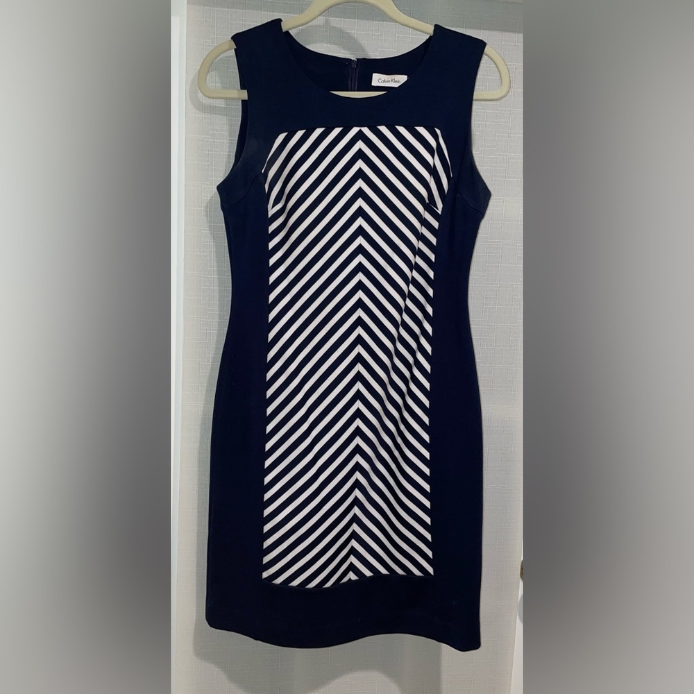 Calvin Klein Chevron Fitted Dress